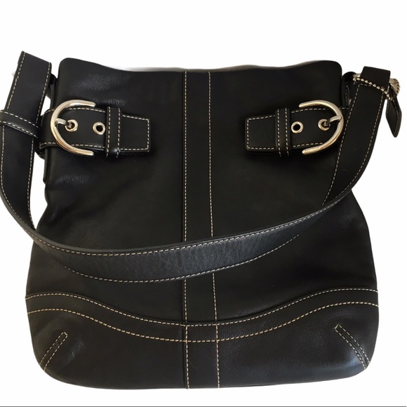 Coach Handbags - Black Coach Shoulder Bag with Silver Hardware